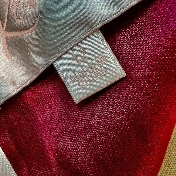 Reverie Burgundy Halter Maxi Dress Size 12 Double Tier Ruffle Overlay Open Back - Picture 8 of 10